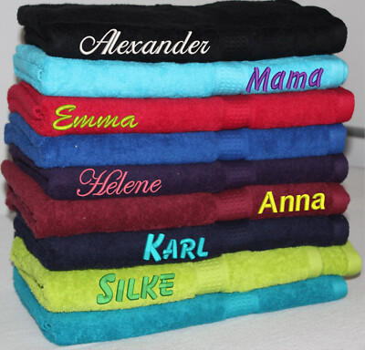 Handtuch Duschtuch individuell personalisiert BESTICKT Name Spruch Text Logo