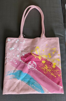 The Body Shop Pink Canvas Paint strokes Tote Bag NWT