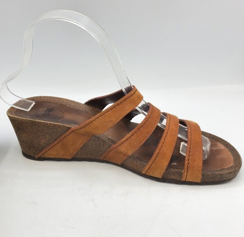 Teva Women Size 8.5 Brown Leather Ysidro Slide Wedge Strappy Comfort Sandal - Picture 4 of 8