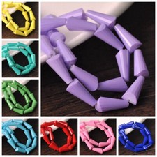 10pcs 15x8mm Coated Drop Cone Faceted Opaque Glass Loose Beads For DIY Jewelry