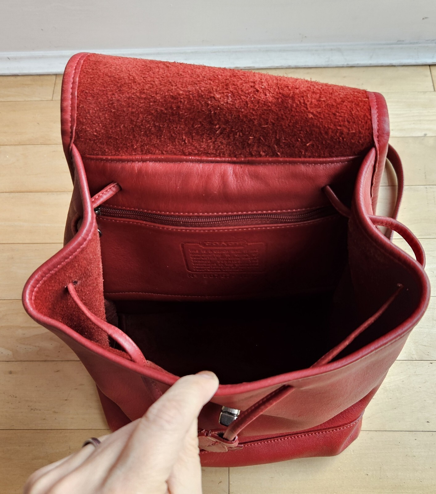 COACH Vintage Large Daypack Backpack Red Leather 9791 Gem