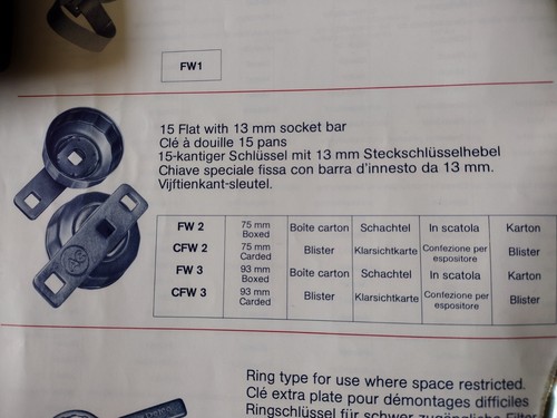 NUEVA LLAVE DE FILTRO DE ACEITE/COMBUSTIBLE AC DELCO - FW-3 / FW3 - 15 PUNTOS / PLANA - 93 mm - Imagen 5 de 5