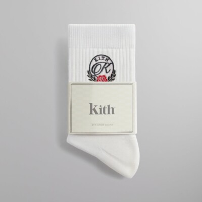 Kith 3-Pack Kith Mid Crew Socks in Silk Embroidered Logo One Size