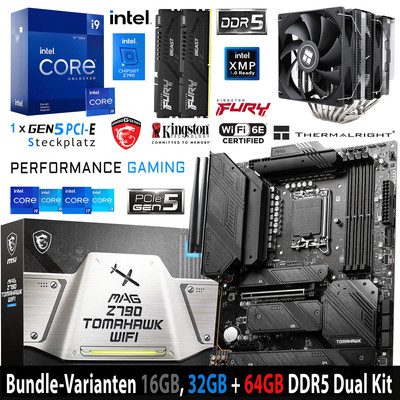 PC Bundle - Intel i9 12900KF MSI MAG Z790 Tomahawk WiFi - mit 16, 32 + 64GB DDR5
