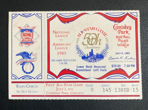 1983 MLB All Star Game Full Ticket - Cal Ripken, Jr. All-Star Debut!