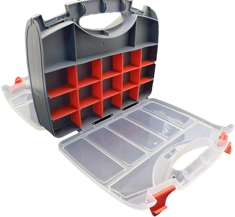 Double Sided Storage Organizer Carrying Case Adjustable Compartments 12 or 13 in - Image 2 of 4