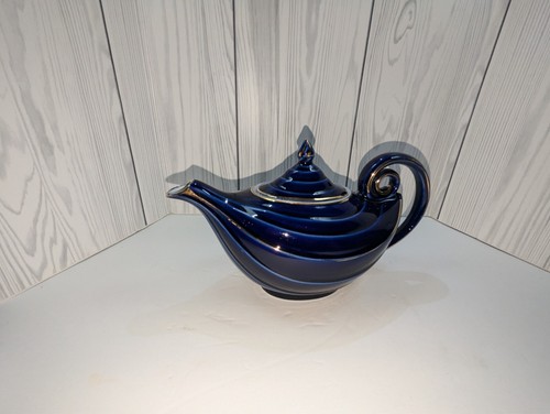 Vintage Hall ALADDIN 6 Cup Cobalt Blue & Gold Porcelain Teapot #0663 Good Cond! - 第 1/5 張圖片