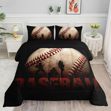 Kids Comforter Set Baseball Theme Printed Pattern Bedding Set with 1 Comforter a