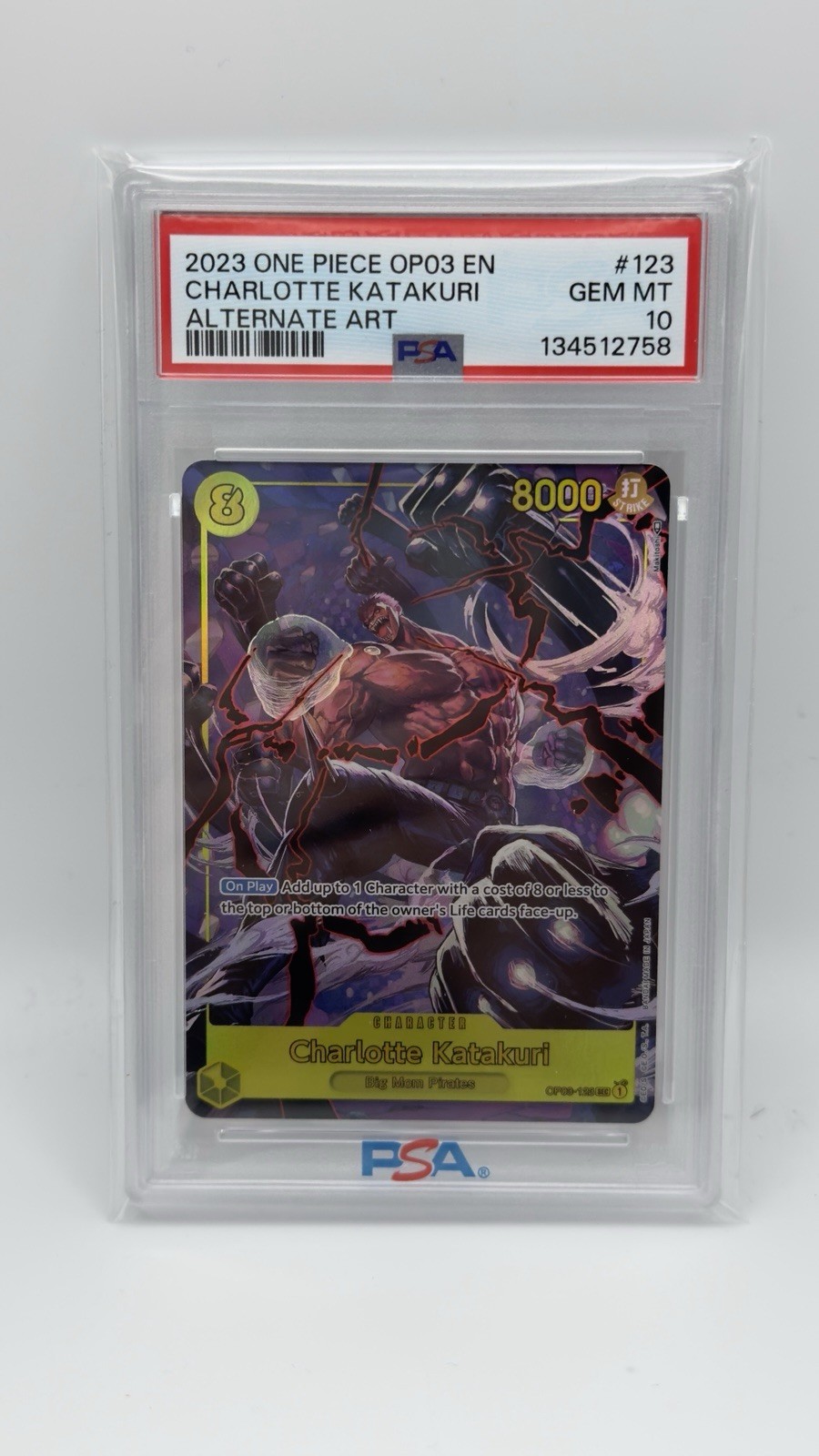One Piece Charlotte Katakuri Alt Art English Pillars Of Strength OP03-123 PSA 10