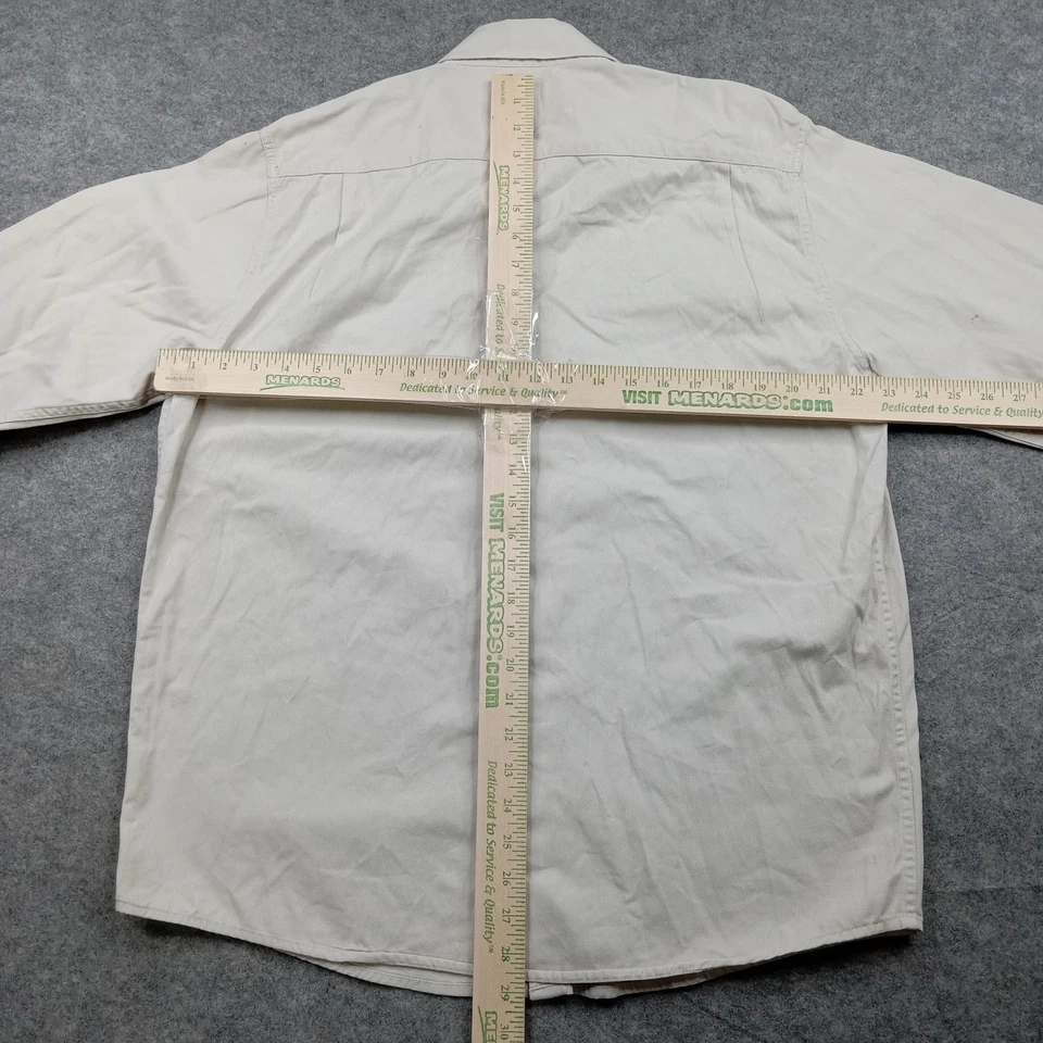Wrangler Shirt Mens Medium Beige Cotton Twill Snap Front Long Sleeve Workwear - Image 4 of 4