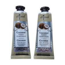 Difeel Coconut Hand Cream Set of 2 1.4 oz Moisturizing Lotion Travel Size