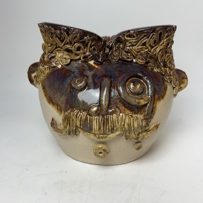 Vintage Studiokeramik Gesicht Übertopf Vase Annette Ody Stil Mid Century Keramik