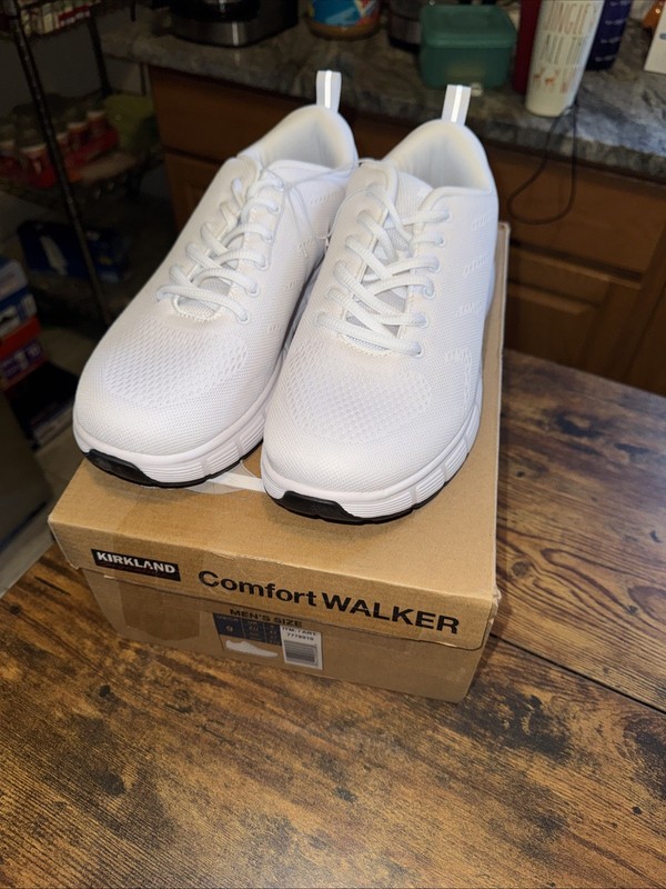 Kirkland Signature Men's Sneaker Comfort Walker Shoes White - New! Size 9