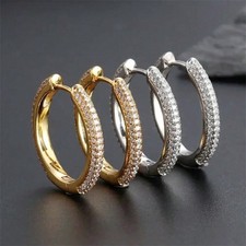 Gorgeous Cubic Zirconia Hoop Earring Women Silver Plated Wedding Jewelry Gift