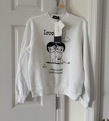 DSQUARED2 White Love Is... Graphic Print Crewneck Pullover Sweatshirt 14Y