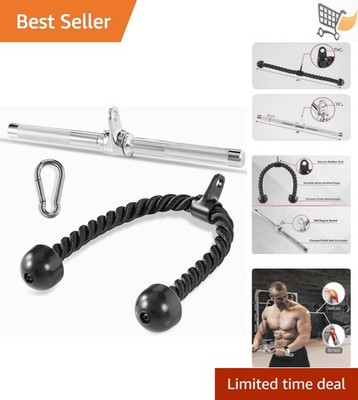 Cable Machine Attachments Set with Straight Bar and Tricep Rope for Fitness