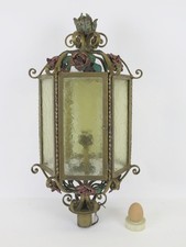LAMPIONE DI FERRO BATTUTO VINTAGE DECORO FLOREALE FIORI LAMPADARIO LANTERNA sf