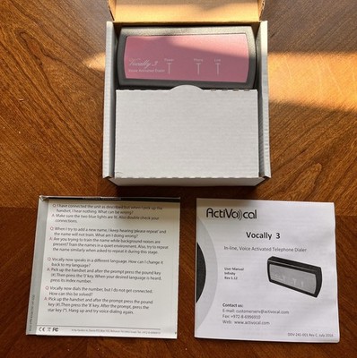 ActiVocal Vocally 3 Voice Activated Phone Dialer Assistive Telecom Device New