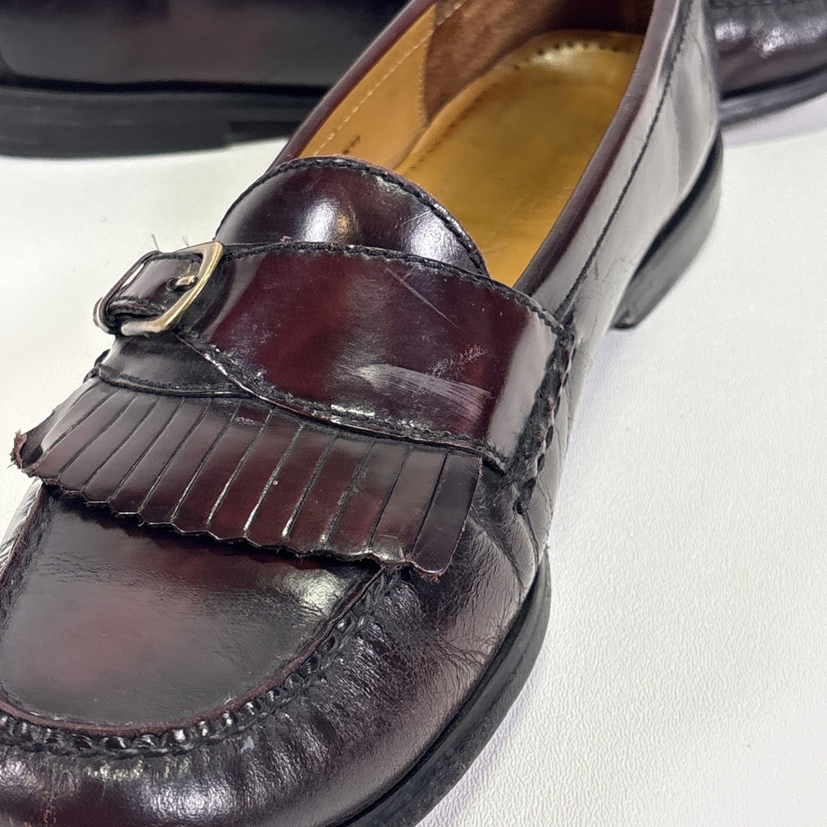 Cole Haan Men 9.5 Burgundy Leather Kiltie Monk Strap Loafers  display picture 1
