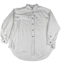 Aerie Anytime Fave Shirt Size S White Snap Button Up Oversized