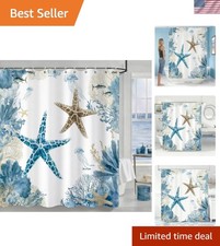 Starfish Shower Curtain, Blue Ocean Beach Nautical Coastal Tropical Seashell ...