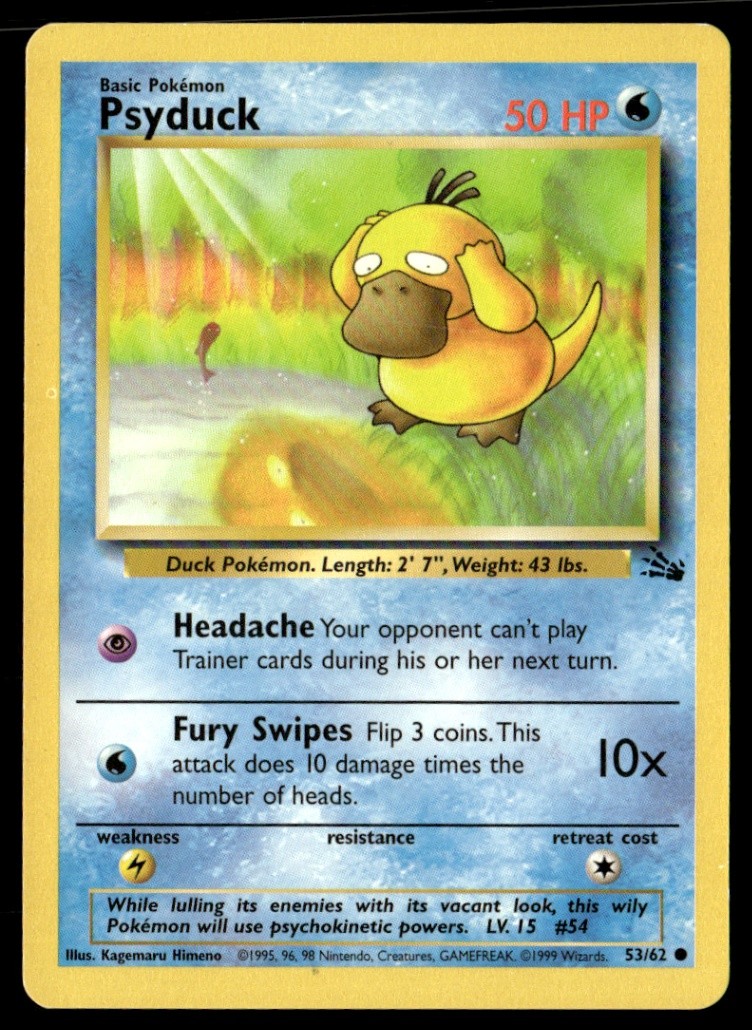 Psyduck Common Unlimited Fossil 53/62 NM Pokémon TCG