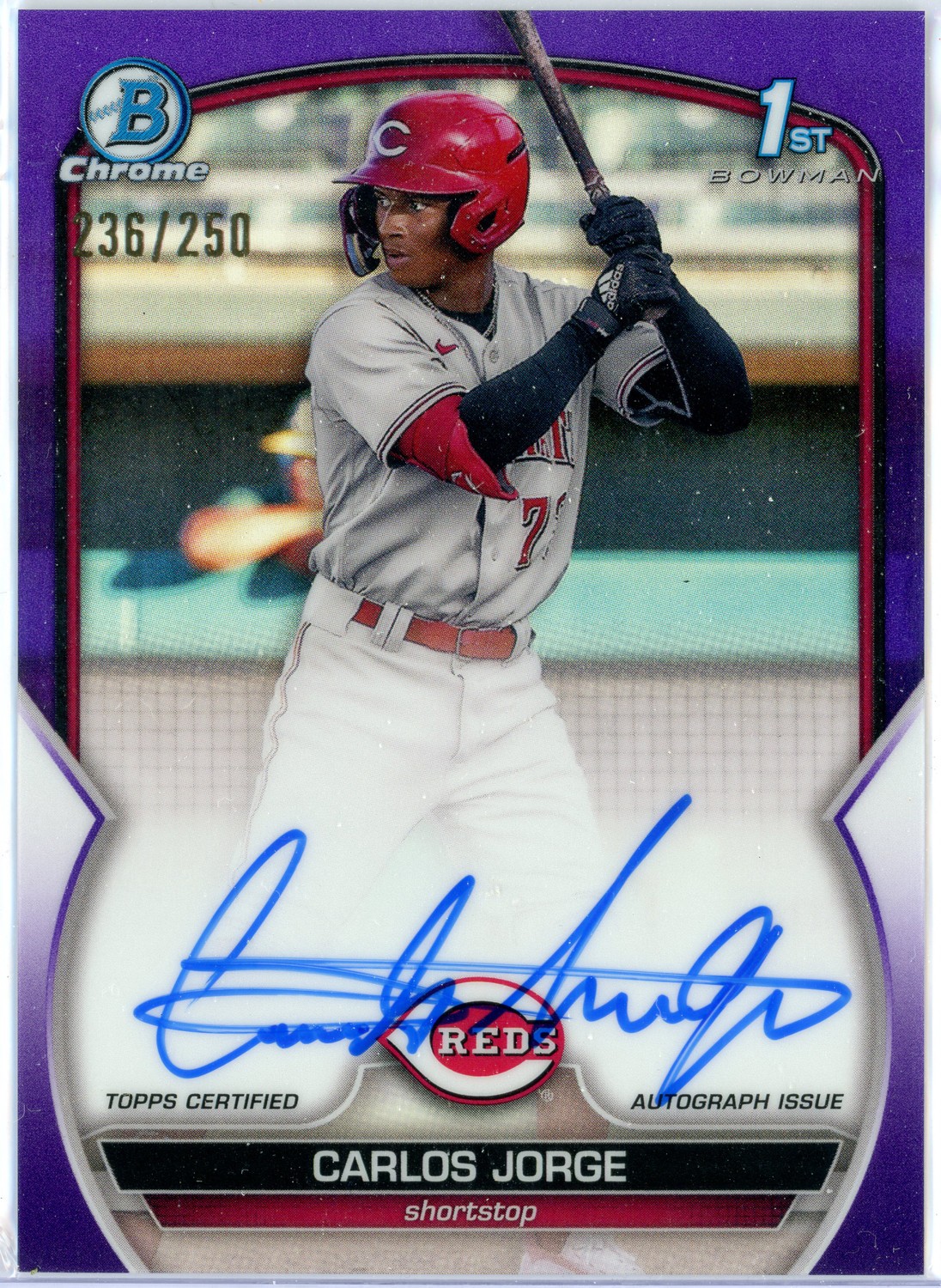 2023 Bowman Chrome Prospect Auto Purple Refractors #CPACJ Carlos Jorge, #236/250