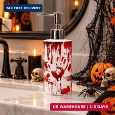 Halloween Soap Dispenser Bloody Handprint Glass Dispenser with Pump Refillable L