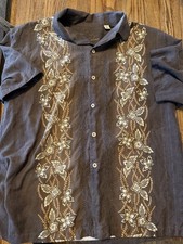 Tommy Bahama Floral Silk Short Sleeve Button-Up Shirt XL Vintage Y2K