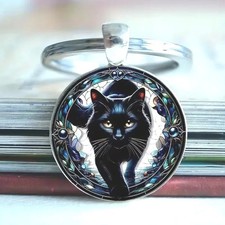 Charming Black Cat Keychain Key Ring Purse Handbag Car Charm Backpack Bag Gift
