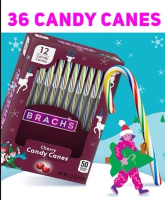 Brachs Cherry Candy Canes 3 Box s X 12 Per New In Box 36 Total Individual Sealed