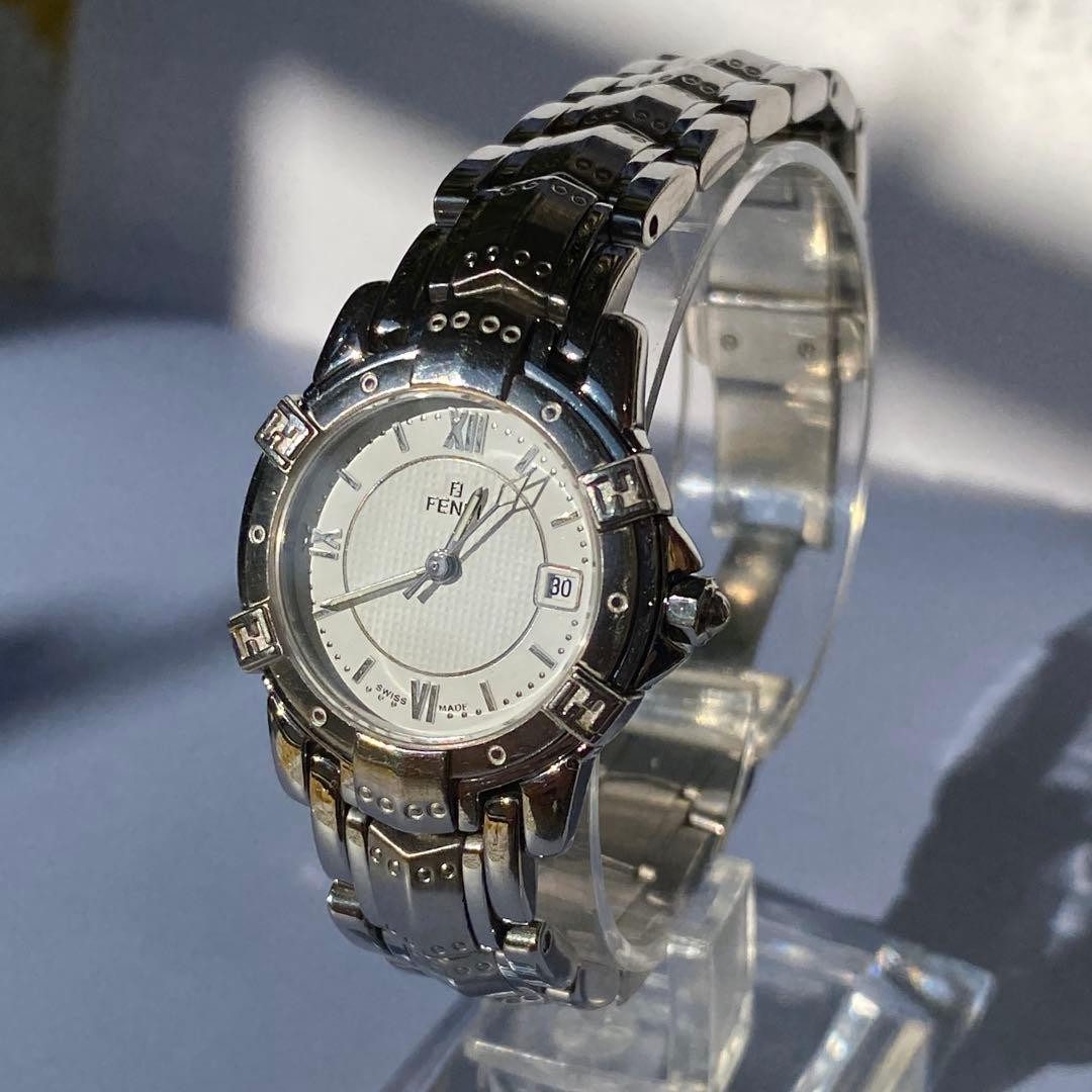 FENDI 3500L Silver Stainless Steel Analog Watch Date Display From Japan thumbnail 2