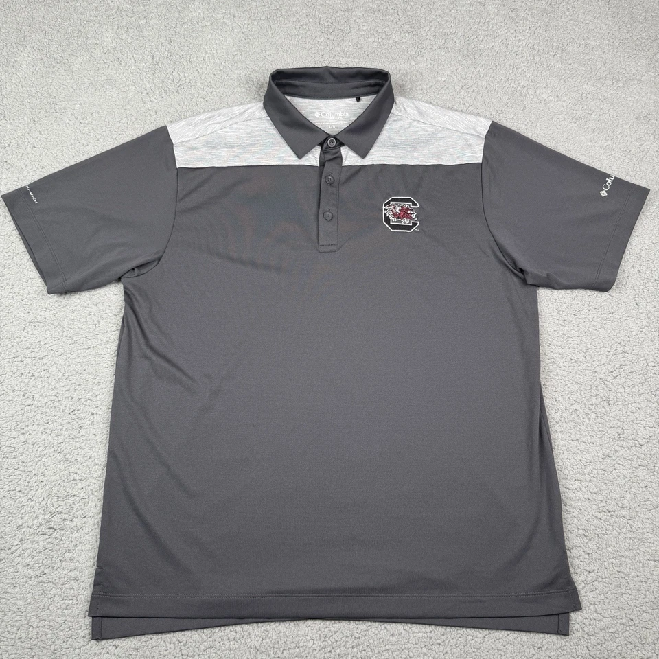 South Carolina Gamecocks Shirt Mens Large Gray Columbia Golf Omni Wick Polo NCAA - Image 2 of 4