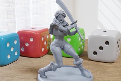 Agatha Barbarian - 3D Printed Minifigures for Fantasy Miniature Tabletop Games D