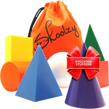 Skoolzy 7 Pcs 3D Shapes for Teaching and Math Manipulatives - Geometric Shapes a