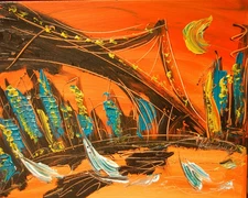 BROOKLYN   MODERN ABSTRACT   ORIGINAL impasto OIL PAINTING FF