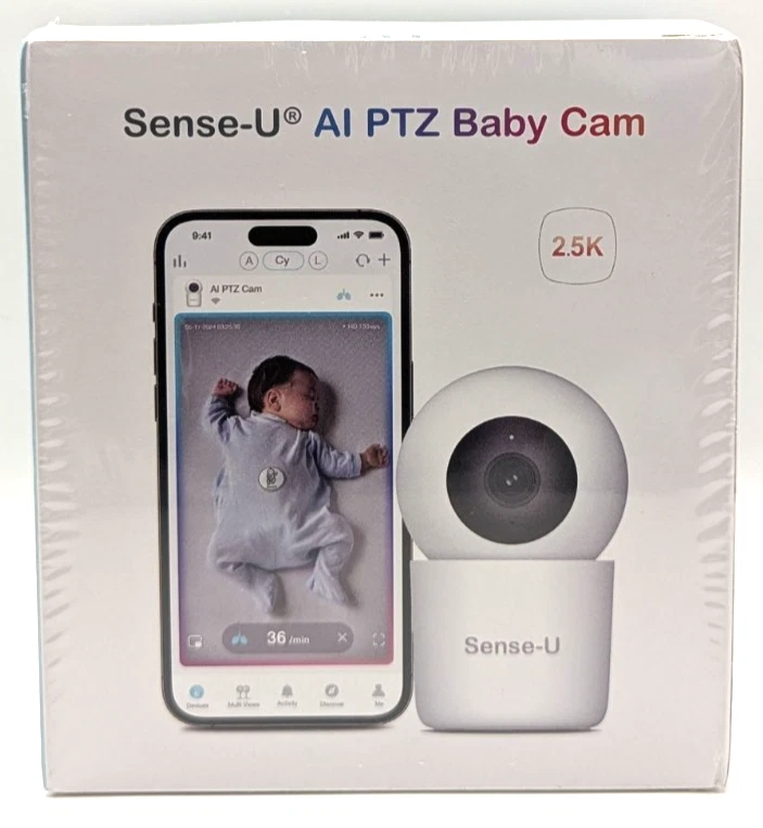 Sense-U AI PTZ Baby Monitor Camera with Sensor-Free Breathing Badge & App Access
