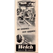 James O. Welch Co. Welch's Fudge Quality Candies 1940s WWII Era Ad SAH7-6