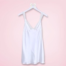 Victoria  s Secret Satin Lace Chemise Slip Dress M White Bridal Lingerie