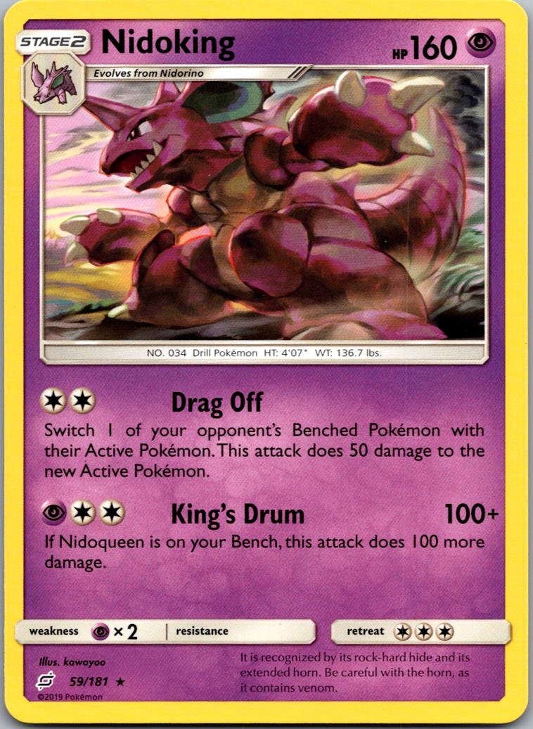Nidoking 59/181 Rare Team Up Pokemon Lightly Played