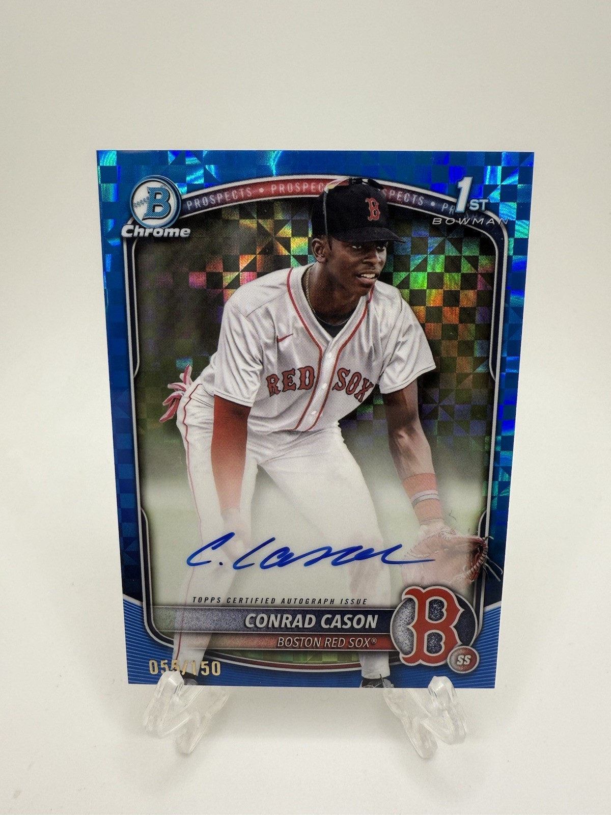 2025 BOWMAN CHROME 1ST BOWMAN CONRAD CASON BLUE AUTO X FRACTOR /150