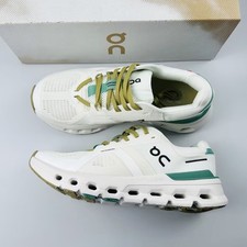 On Cloudrunner 2 Women  s White Green Lace Up Breathable Running Shoes Size 6-9.5