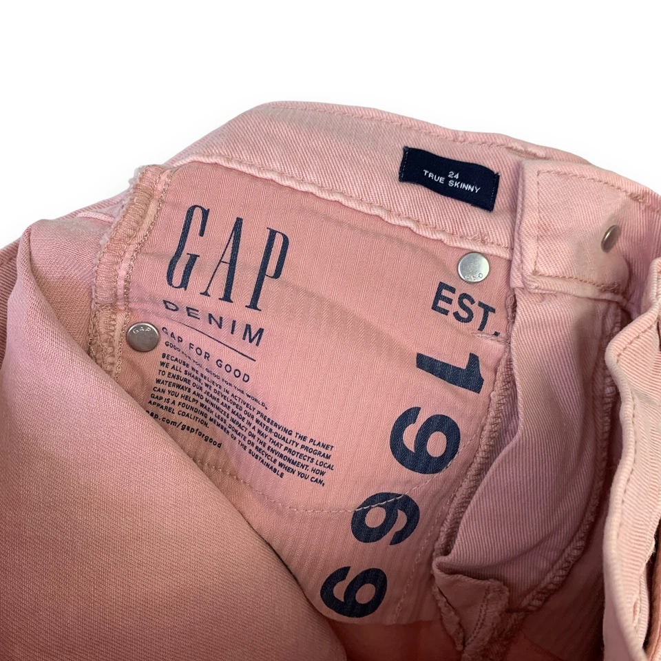 Jeans Gap 1969 True Skinny Talla 24 Tobillo Promenade Rosa Denim Elastizados Tiro Alto Foto 4 de 4