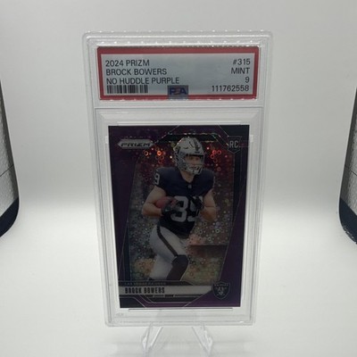 2024 Panini Prizm Rookies Brock Bowers #315 Purple No Huddle /49 RC PSA 9
