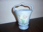Hull pottery 1938 Sueno tulip blue basket vase : 102-33-6
