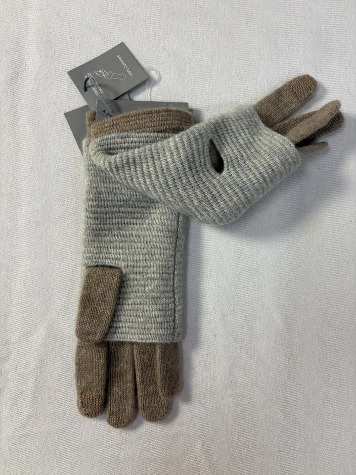 Guantes para mujer Hannah Rose 100 % gris cachemir/beige talla única nuevos con etiquetas Foto 4 de 4