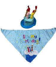 Dog Birthday Set Hat  Bandana Blue It's My Birthday Puppy Pet Party Outfit