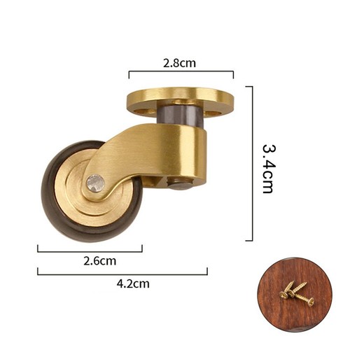 Möbelrollen Messing 4 Stück Schwerlast 360 Grad drehbare Rollen für Tische - Picture 12 of 12