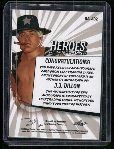J.J. DILLON 2023 Leaf Heroes of Wrestling Giallo Parallelo Auto #BA-JD2 WCW - Foto 2 di 2