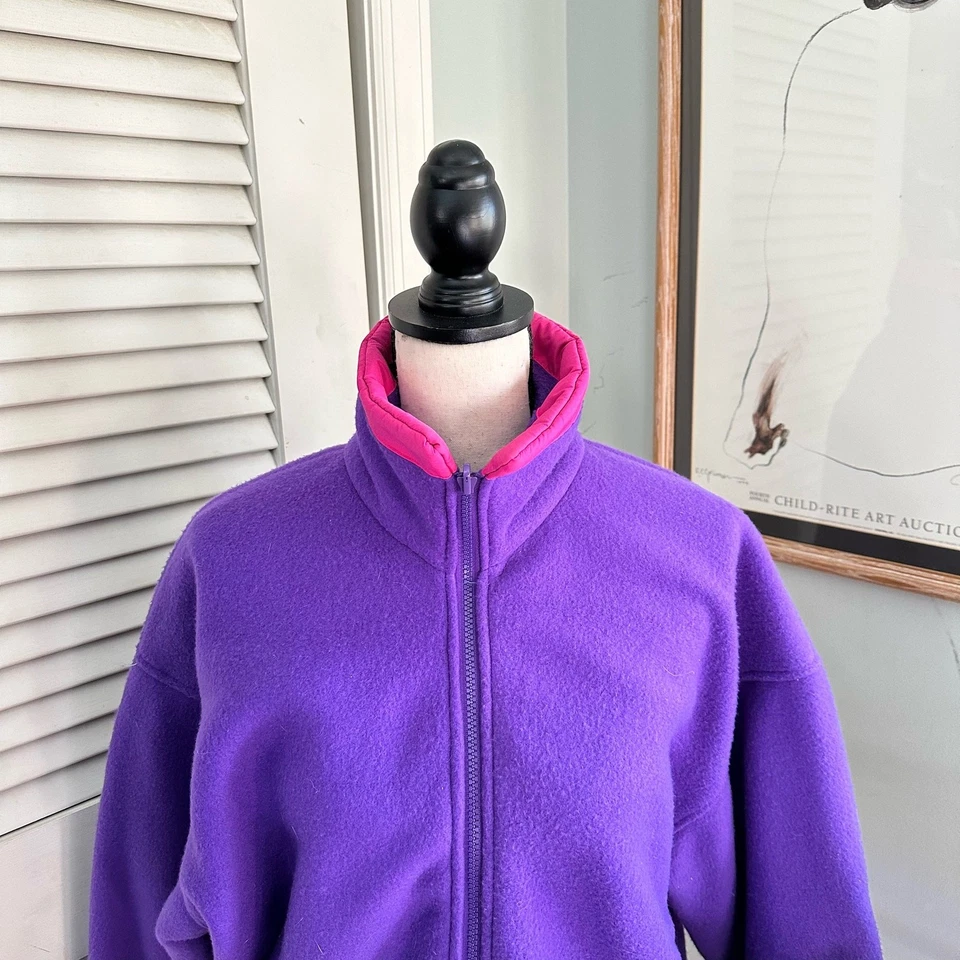 Vintage CABIN CREEK Womens Jacket Medium Purple Fleece Retro 90s Outdoor Gorp - Image 2 of 4